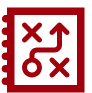 icône stylisée d'un carnet avec un schéma tactique qui illustre le chemin recommandé pour cette stratégie de transformation